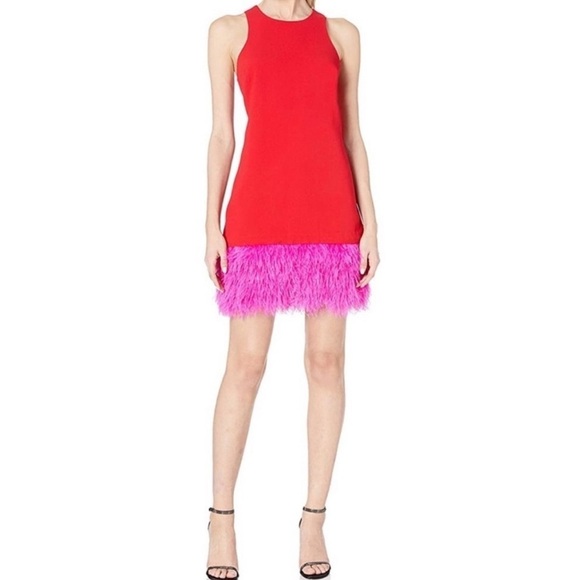 Trina Turk Dresses & Skirts - Trina Turk Berry Dress with Ostrich Feathers sz 2